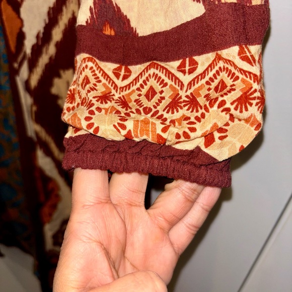SOFT SURROUNDINGS Lelani Apricot Brown Ikat Gauze Topper Cardigan Kimono Small - Picture 7 of 9